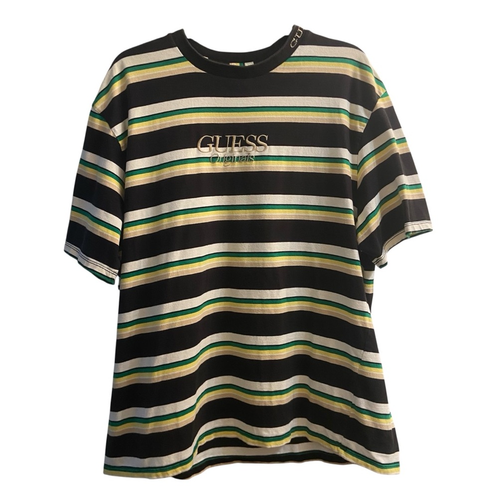 Guess Black and Green Short Sleeve Tee Large